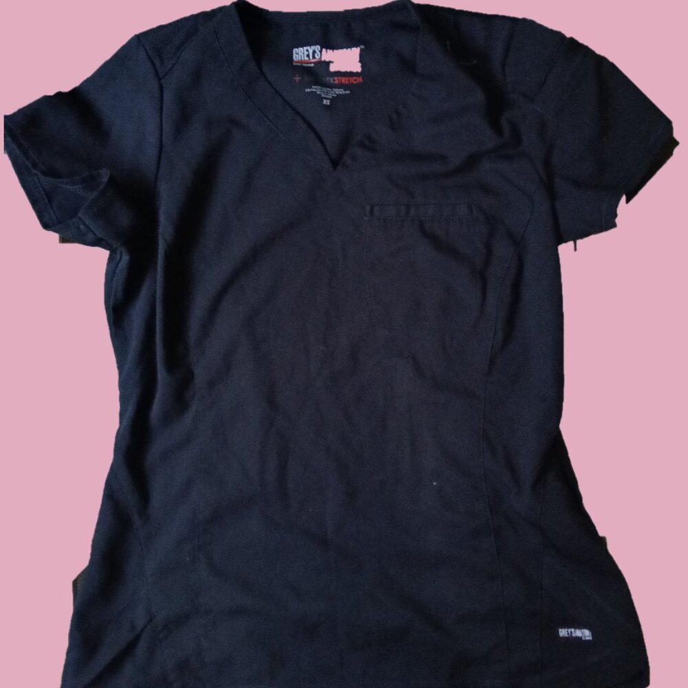 XS Black Grey's Anatomy Scrubs Top